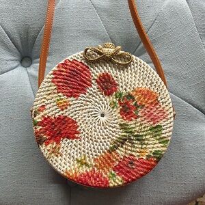 Anthropologie round rattan bag
